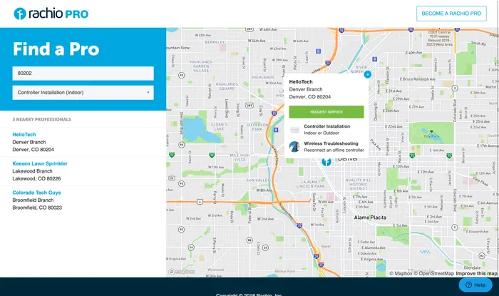 Screenshot of Rachio Pro