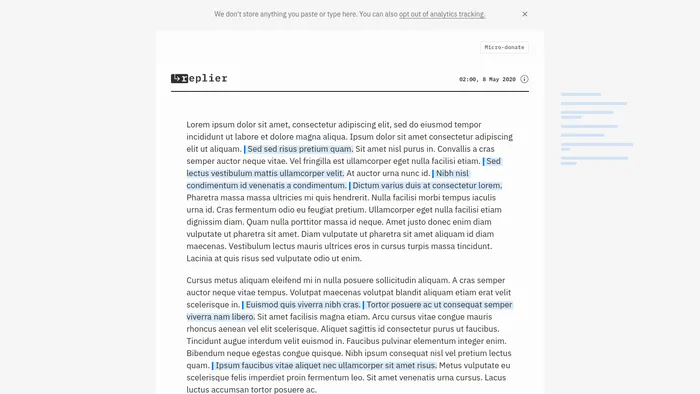 Screenshot of the Replier app